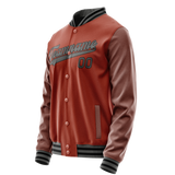 Custom Texas-Orange Gray Solid Color Varsity Letterman Jacket JA02240617JG437