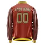 Custom Texas-Orange Old-Gold Solid Color Varsity Letterman Jacket JA02240617JG435