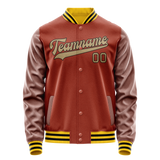 Custom Texas-Orange Old-Gold Solid Color Varsity Letterman Jacket JA02240617JG435
