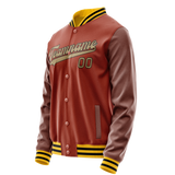 Custom Texas-Orange Old-Gold Solid Color Varsity Letterman Jacket JA02240617JG435