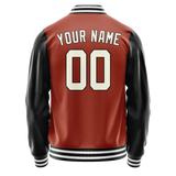 Custom Texas-Orange Black Solid Color Varsity Letterman Jacket JA02240617JG433