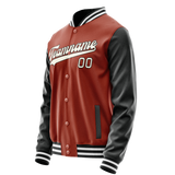 Custom Texas-Orange Black Solid Color Varsity Letterman Jacket JA02240617JG433