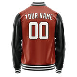 Custom Texas-Orange Black Solid Color Varsity Letterman Jacket JA02240617JG443