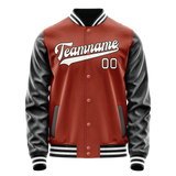 Custom Texas-Orange Black Solid Color Varsity Letterman Jacket JA02240617JG443