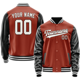 Custom Texas-Orange Black Solid Color Varsity Letterman Jacket