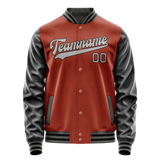 Custom Texas-Orange Black Solid Color Varsity Letterman Jacket JA02240617JG431