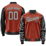 Custom Texas-Orange Black Solid Color Varsity Letterman Jacket JA02240617JG431