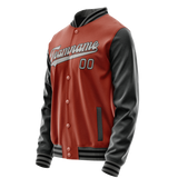 Custom Texas-Orange Black Solid Color Varsity Letterman Jacket JA02240617JG431