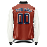 Custom Texas-Orange White Solid Color Varsity Letterman Jacket JA02240617JG426