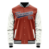 Custom Texas-Orange White Solid Color Varsity Letterman Jacket JA02240617JG426