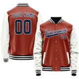 Custom Texas-Orange White Solid Color Varsity Letterman Jacket JA02240617JG426