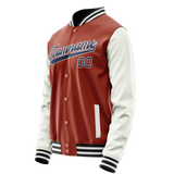 Custom Texas-Orange White Solid Color Varsity Letterman Jacket JA02240617JG426