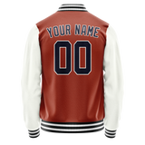 Custom Texas-Orange White Solid Color Varsity Letterman Jacket JA02240617JG427