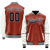 Custom Texas-Orange White Solid Color Varsity Letterman Jacket
