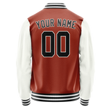 Custom Texas-Orange White Solid Color Varsity Letterman Jacket JA02240617JG425