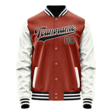 Custom Texas-Orange White Solid Color Varsity Letterman Jacket JA02240617JG425