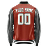 Custom Texas-Orange Gray Solid Color Varsity Letterman Jacket JA02240617JG417