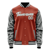 Custom Texas-Orange Gray Solid Color Varsity Letterman Jacket JA02240617JG417