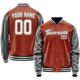 Custom Texas-Orange Gray Solid Color Varsity Letterman Jacket