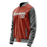 Custom Texas-Orange Gray Solid Color Varsity Letterman Jacket JA02240617JG417