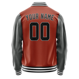 Custom Texas-Orange Gray Solid Color Varsity Letterman Jacket JA02240617JG418