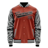 Custom Texas-Orange Gray Solid Color Varsity Letterman Jacket JA02240617JG418