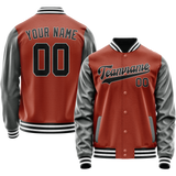 Custom Texas-Orange Gray Solid Color Varsity Letterman Jacket JA02240617JG418