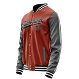 Custom Texas-Orange Gray Solid Color Varsity Letterman Jacket JA02240617JG418