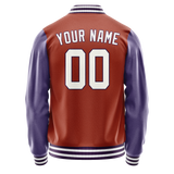 Custom Texas-Orange Purple Solid Color Varsity Letterman Jacket JA02240617JG422