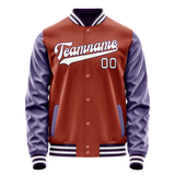 Custom Texas-Orange Purple Solid Color Varsity Letterman Jacket JA02240617JG422