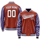 Custom Texas-Orange Purple Solid Color Varsity Letterman Jacket JA02240617JG422