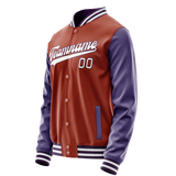 Custom Texas-Orange Purple Solid Color Varsity Letterman Jacket JA02240617JG422