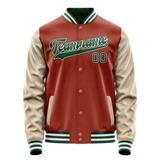 Custom Texas-Orange Cream Solid Color Varsity Letterman Jacket JA02240617JG432