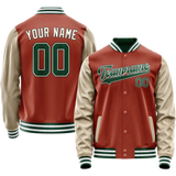 Custom Texas-Orange Cream Solid Color Varsity Letterman Jacket