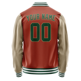 Custom Texas-Orange Cream Solid Color Varsity Letterman Jacket JA02240617JG430