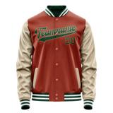 Custom Texas-Orange Cream Solid Color Varsity Letterman Jacket JA02240617JG430