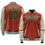 Custom Texas-Orange Cream Solid Color Varsity Letterman Jacket