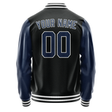 Custom Black Royal Solid Color Varsity Letterman Jacket JA02240617XF010