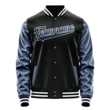 Custom Black Royal Solid Color Varsity Letterman Jacket JA02240617XF010