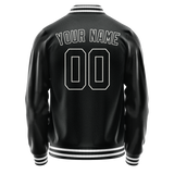 Custom Black White Solid Color Varsity Letterman Jacket JA02240617XF002