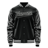 Custom Black White Solid Color Varsity Letterman Jacket JA02240617XF002