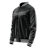 Custom Black White Solid Color Varsity Letterman Jacket JA02240617XF002