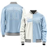 Custom White Light-Blue Split Varsity Letterman Jacket