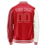 Custom White Red Split Varsity Letterman Jacket JA02240617LH455