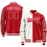 Custom White Red Split Varsity Letterman Jacket JA02240617LH455