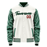 Custom White Kelly-Green Solid Color Varsity Letterman Jacket JA02240617LH471