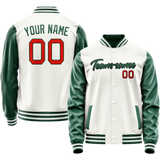 Custom White Kelly-Green Solid Color Varsity Letterman Jacket JA02240617LH471