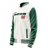 Custom White Kelly-Green Solid Color Varsity Letterman Jacket JA02240617LH471