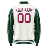 Custom White Kelly-Green Solid Color Varsity Letterman Jacket JA02240617LH469