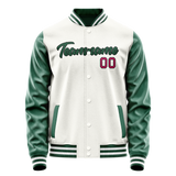 Custom White Kelly-Green Solid Color Varsity Letterman Jacket JA02240617LH469